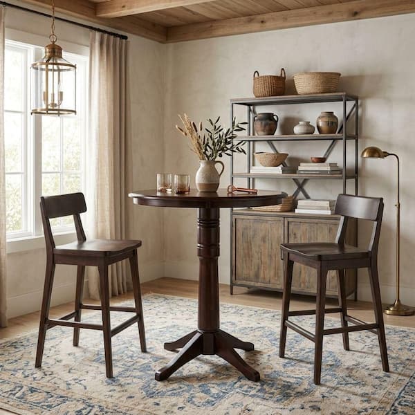 Olivia 36 in. Rich Mocha Round 42 in. H Solid Wood Bar Table