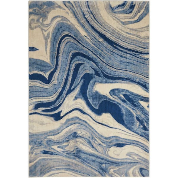 Nourison Somerset Light Blue 8 ft. x 11 ft. Abstract Contemporary Area Rug