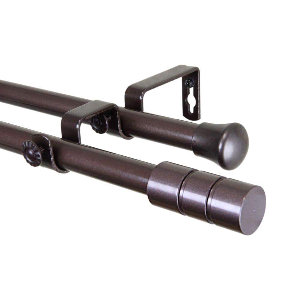 48 in. - 84 in. Cocoa Telescoping Double Curtain Rod Kit with Theo Finial price history on PriceWatchPro