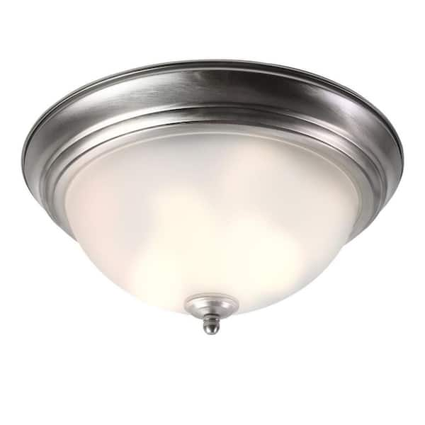 Luminosa 13 in. 2-Light Brushed Nickel Flush Mount LT1010 - The Home Depot