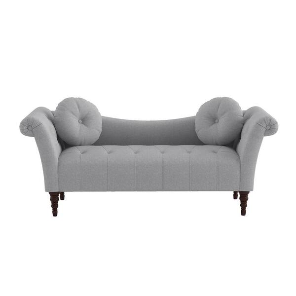 EVERGLADE HOME Tonier 75 in. Dove Gray Textured Fabric Upholstery 2-Seater Loveseat with 2-Round Pillows