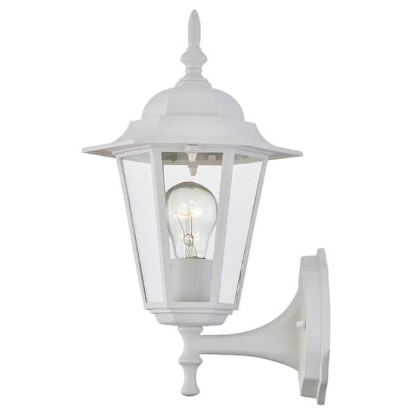 Uixe 1-Light Textured White Outdoor Wall Lantern Sconce with Clear Glass