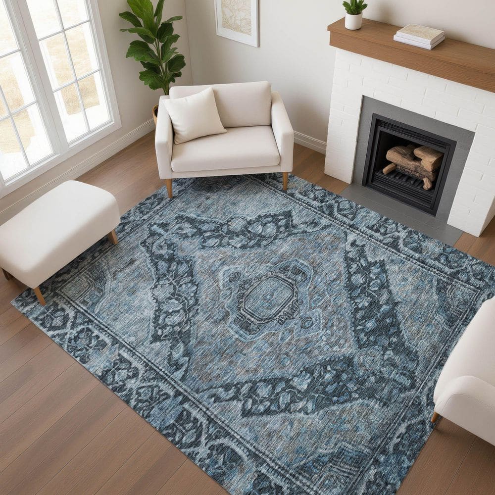 Mayfield Premium Machine Washable Abstract AMF1761 Navy 9 ft. x 12 ft. Area Rug price history on PriceWatchPro