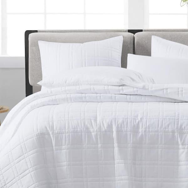 Cannon Solid White Full Queen 3 Piece Quilt Set Qs3941wtfq 2300 The Home Depot