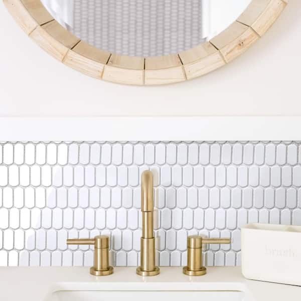 Hudson Capsule Glossy White 12 in. x 13 in. Porcelain Floor and Wall Mosaic Tile (11.4 sq. ft. /Case)