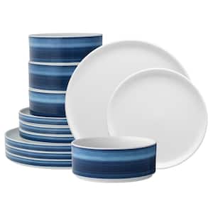 ColorStax Ombre Indigo Blue Porcelain Stax 12-Piece Dinnerware Set (Service for 4)