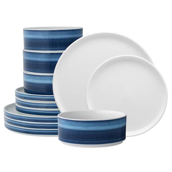 Noritake ColorStax Ombre Indigo Blue Porcelain Stax 12-Piece Dinnerware Set (Service for 4)