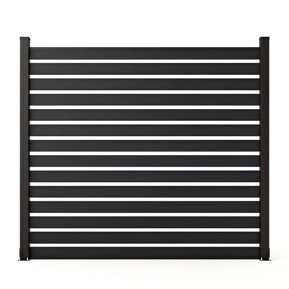 Outdoor 6 ft. H x 6 ft. W Black Aluminum Open Slat Fence Panel with 2 Aluminum Posts price history on PriceWatchPro