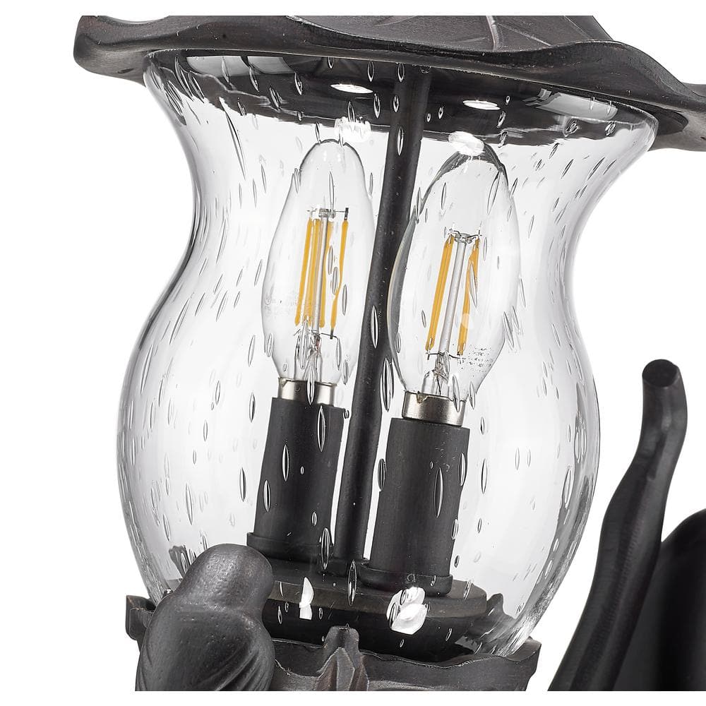 Black Coral 2-Light Outdoor Wall Lantern with Bird Design