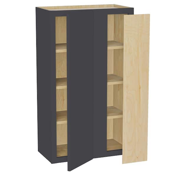 Home Decorators Collection Hargrove 24 in. W x 12 in. D x 42 in. H Assembled Plywood Blind Wall Kitchen Cabinet in Valiant Onyx with Soft Close RH