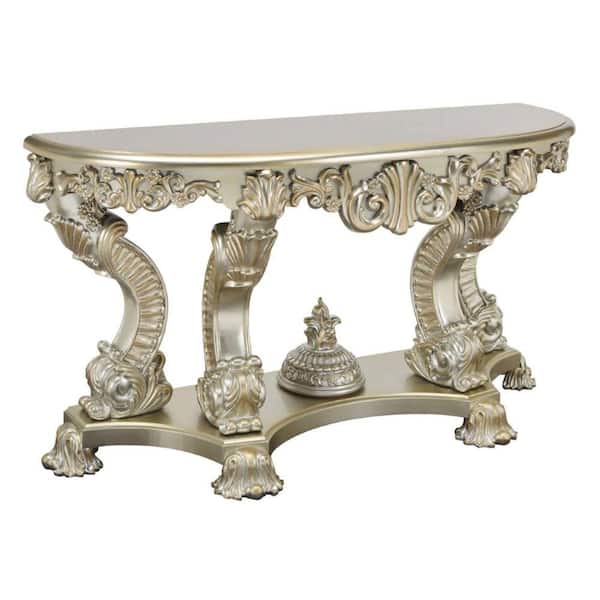 Benjara Gold Wood Top 22 in. Sideboard with Open Bottom Shelf
