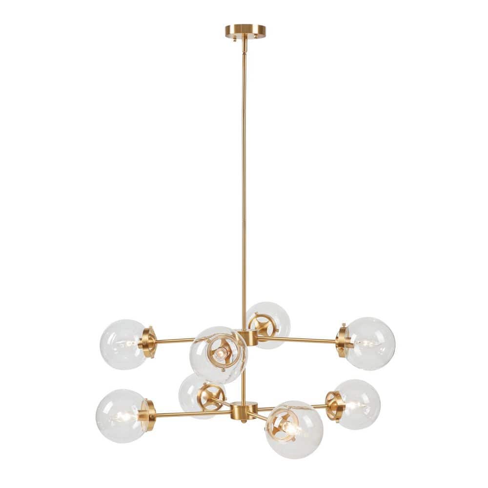 Jushua 8-Light Metal Gold Chandelier with Globe Bulbs Gold with