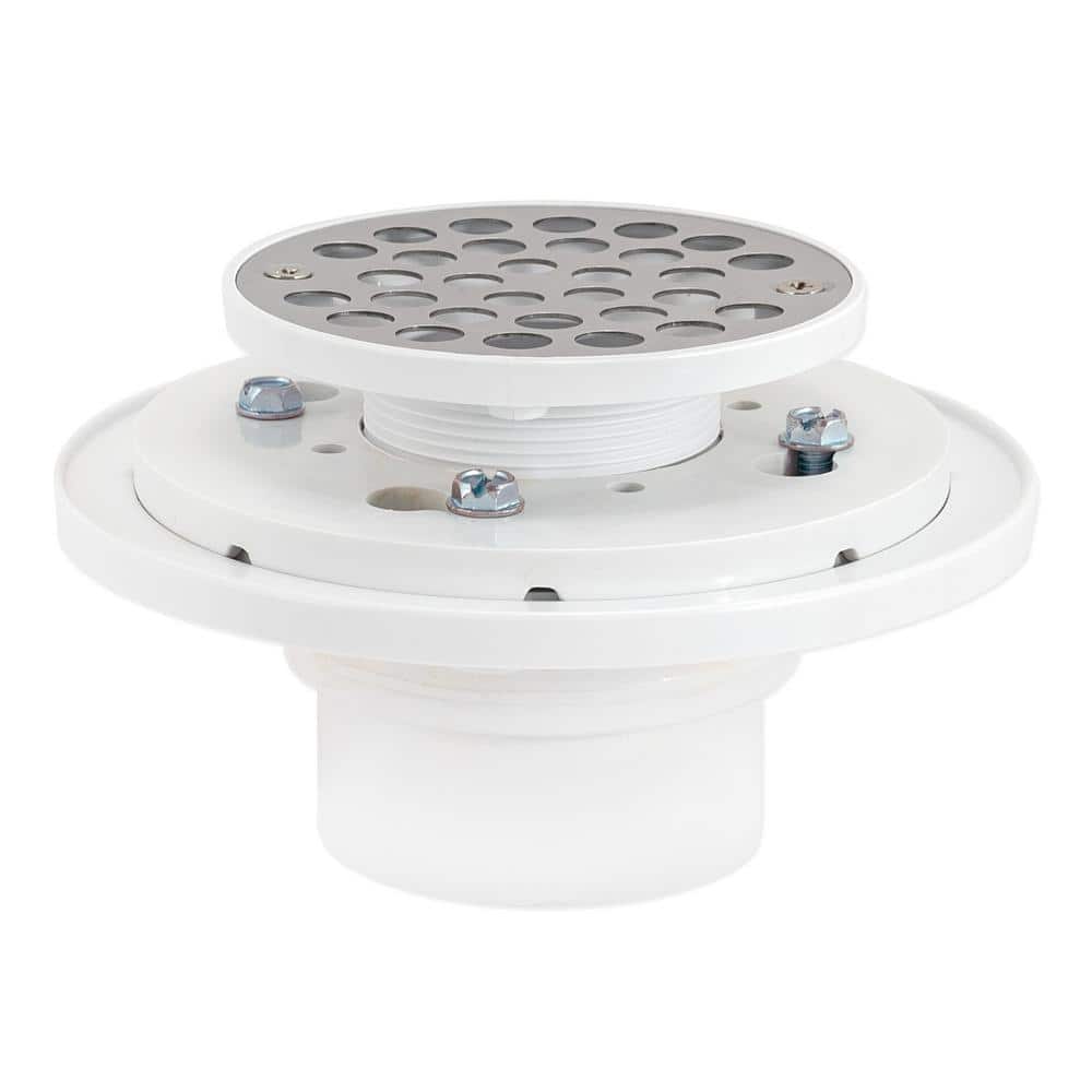 EZ-FLO White PVC Low Profile Shower Drain with Stainless Steel Grid