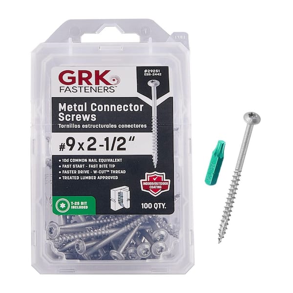 #9 x 2-1/2 in. Silver Metal Connector Torx Drive Washer Head Wood Deck Screw (100-Pack)