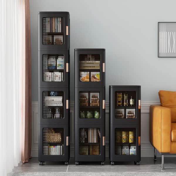 VECELO 4-Tier 65.4 in. Accent Storage Cabinet with Wheels