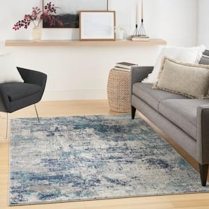 Passion Ivory/Teal 8 ft. x 10 ft. Abstract Contemporary Area Rug