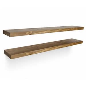 55 in. W x 8 in. D Walnut Floating Shelves for Wall (Set of 2