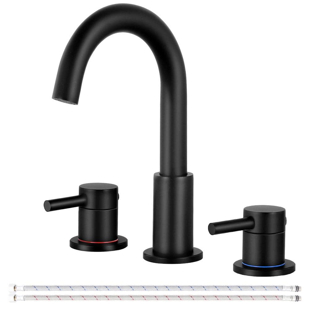 8 in. Widespread 2-Handle High Arc Bathroom Faucet and 360-Degree Swivel Sp