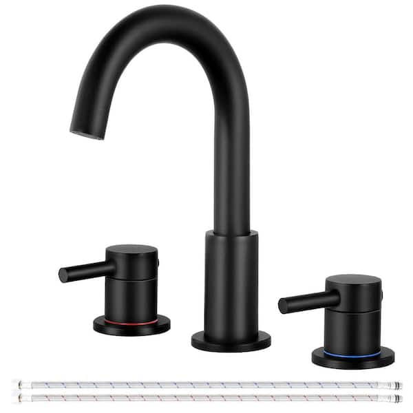 Genta 8 in. Widespread 2-Handle Bathroom outlets Faucet in Matte Black