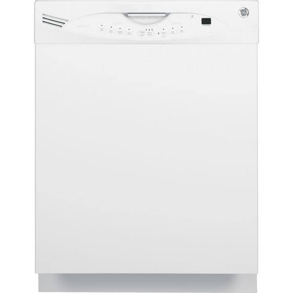 GE Front Control Dishwasher in White with Stainless Steel Tub