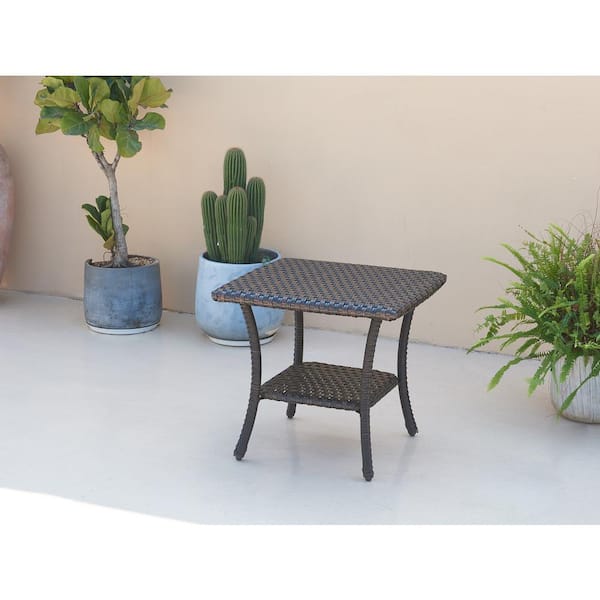 Gymojoy Brentwood Full-Woven Wicker Patio Side Table Coffee Table