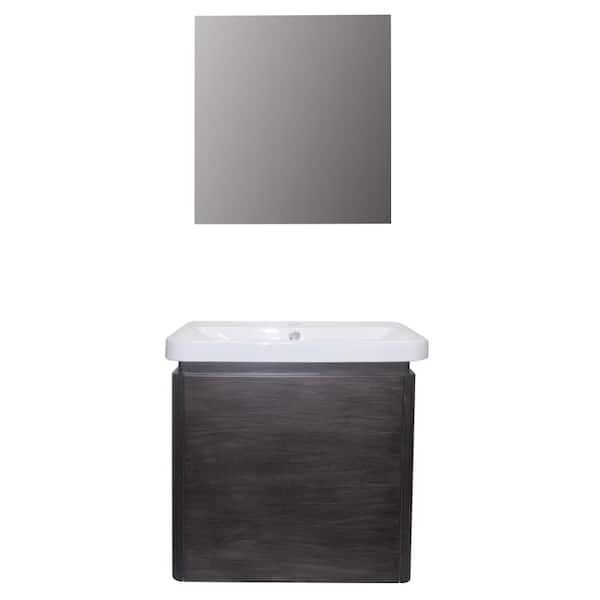Mediterraneo Emirates 24 in. W x 18 in. D. x 20 in. H PVC Bath Vanity in Wood with Vitreous China Top and Basin in White and Mirror