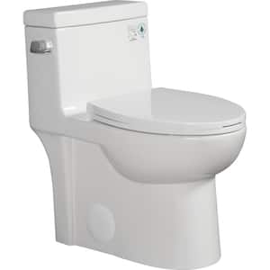 1-Piece 1.28 GPF Single Flush Elongated Shape Ceramic Toilet in White