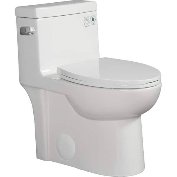 FUNKOL 1-Piece 1.28 GPF Single Flush Elongated Shape Ceramic Toilet in White
