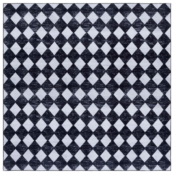Santa Clara 6 ft. x 6 ft. Black/Ivory Checkered Square Area Rug