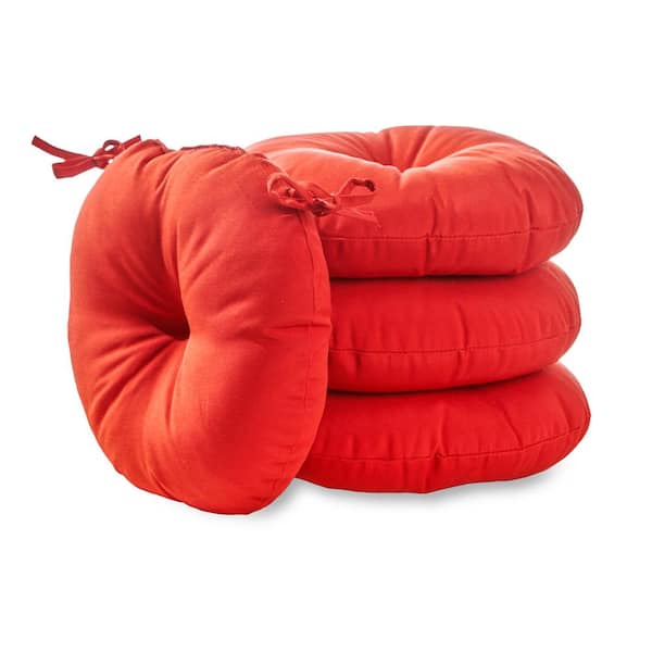 Greendale Home Fashions Solid Salsa 15 in. Round Outdoor Seat Cushion (4-Pack)