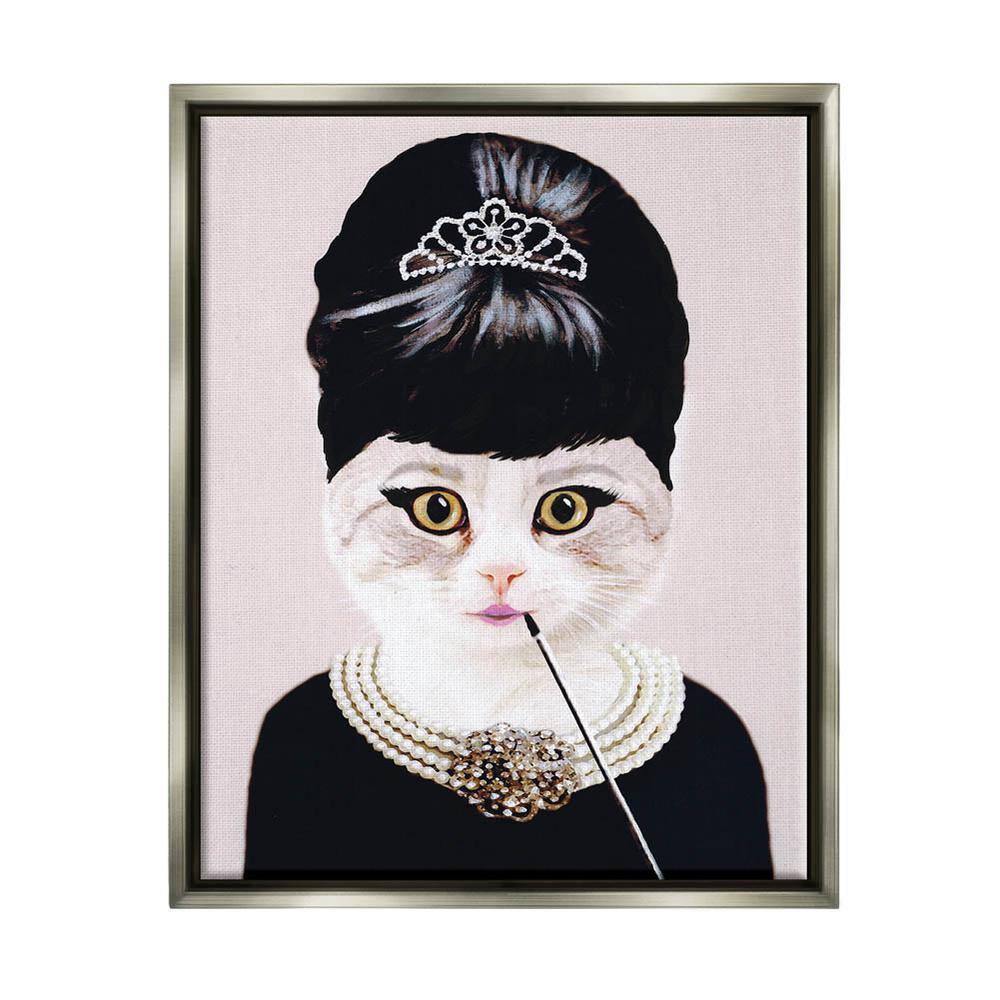 Fashion Feline Jewelry And Makeup Cat by Coco de Paris Floater Frame Animal Wall Art Print 31 in. x 25 in. price history on PriceWatchPro