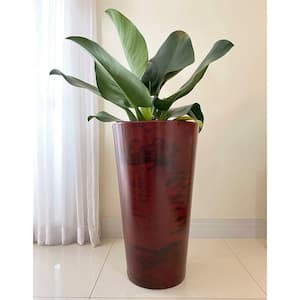 Genebra Large Red Marble Effect Plastic Resin Indoor and Outdoor Planter Bowl