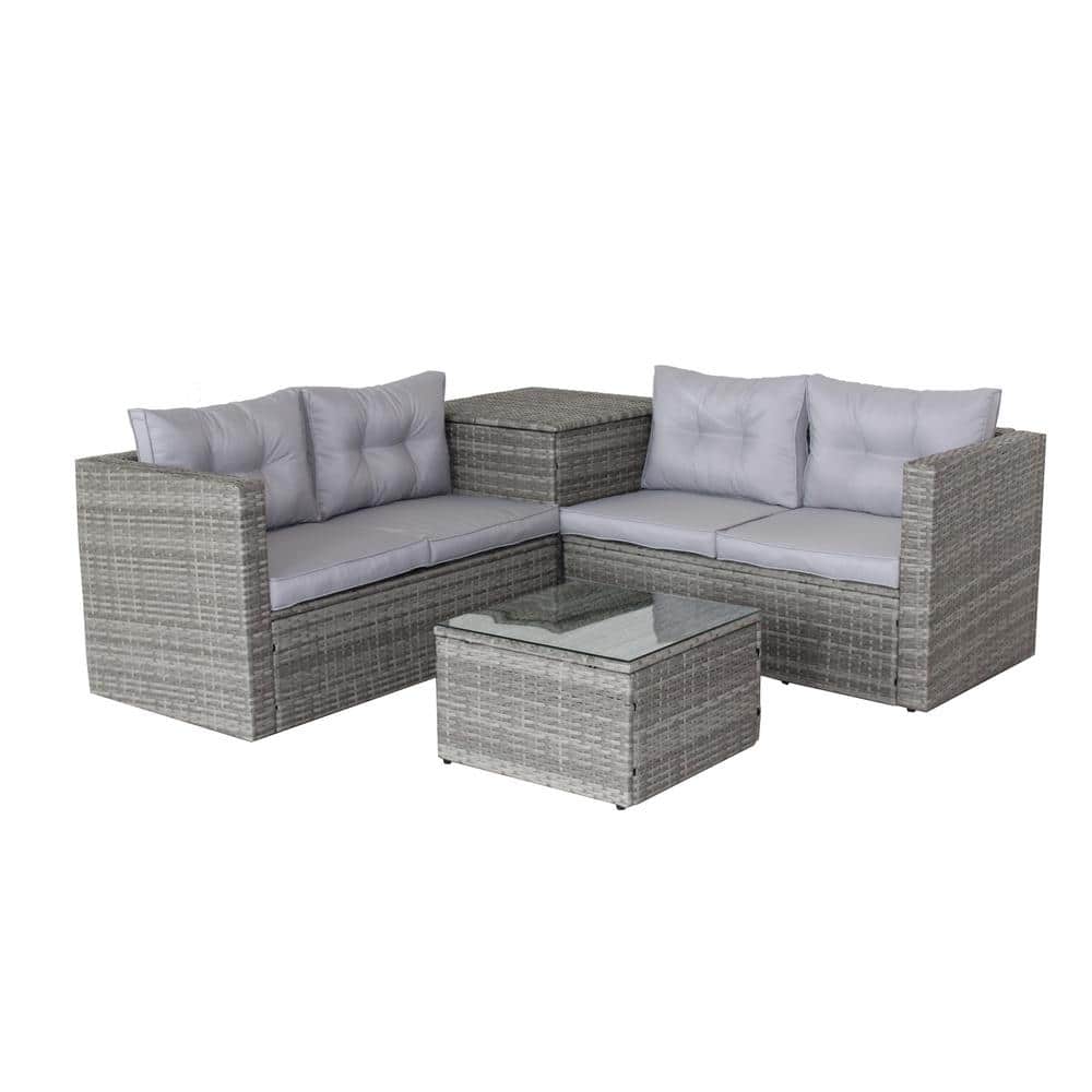 4-Piece Wicker rattan Outdoor Patio Furniture assemble sofa SetChaise Loung