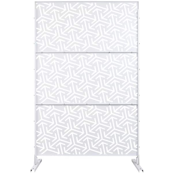 Sudzendf Outdoor and Indoor Freestanding Decorative Privacy Screen Metal Privacy Screen, Fence Panels in White