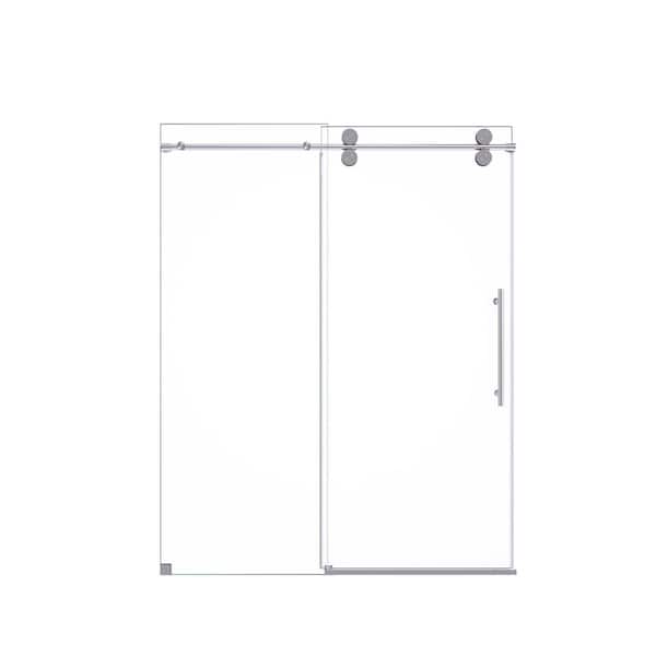 48 in. W x 76 in. H Single Sliding Frameless Shower Door in Chrome Finish with Clear Tempered Glass