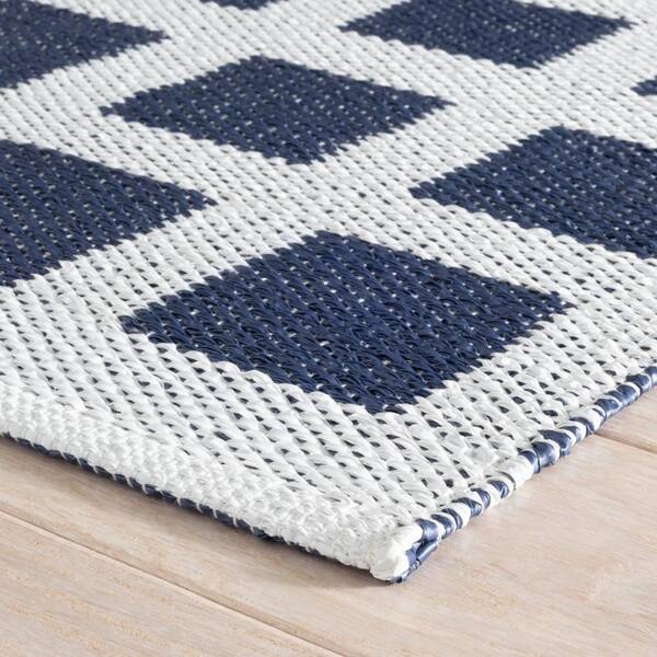 Titto Handwoven Navy 3 ft. x 8 ft. Outdoor Runner Rug