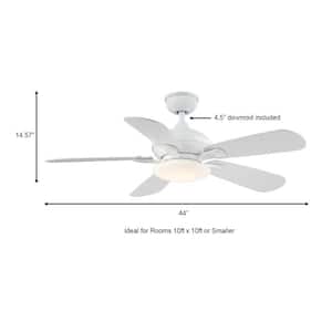 Benson 44 in. LED White Ceiling Fan with Light and Remote Control