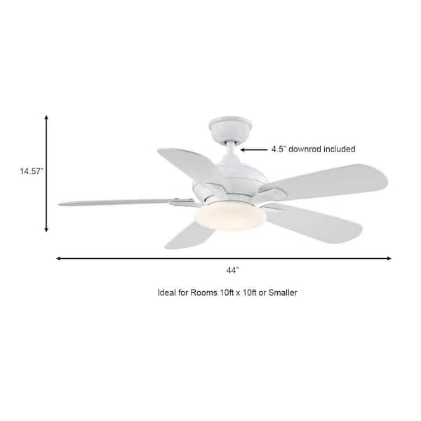 Benson 44 in LED White Ceiling Fan with Light and Remote Control 