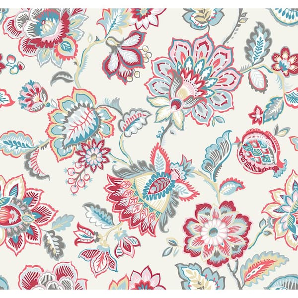 A-Street Prints Corona Red Jacobean Red Wallpaper Sample