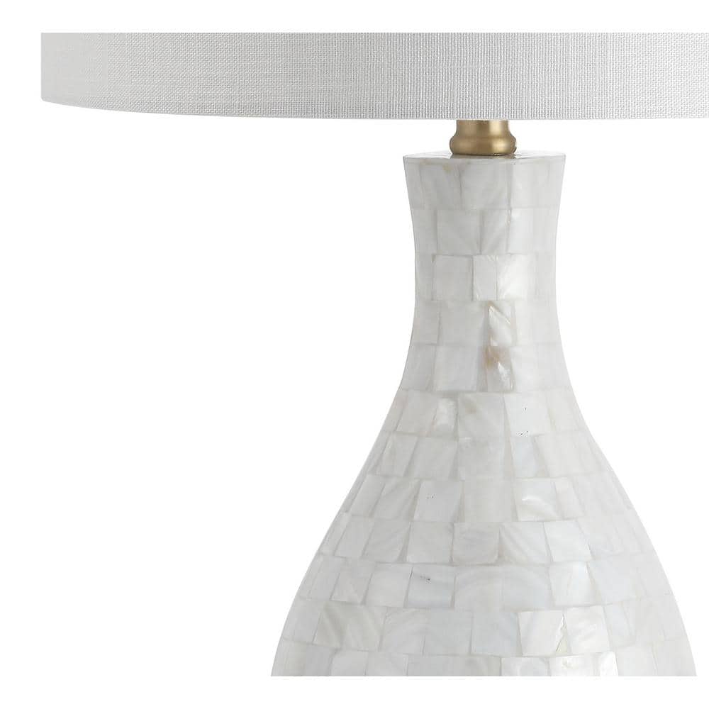 Elegant White Seashell LED Table Lamp with Crystal Accents