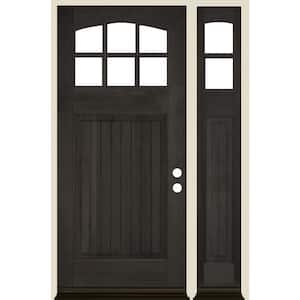 50 in. x 80 in. V-Groove Arched 6-Lite Black Stain Left Hand Douglas Fir Prehung Front Door Right Sidelite