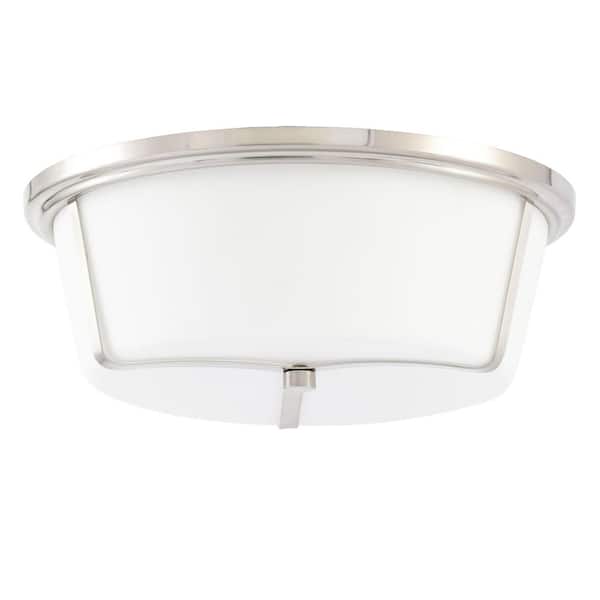 Easylite 13 in. 2-Light Brushed Nickel Flush Mount