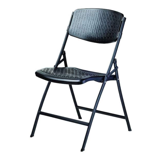 HDX Oversized Black Metal Frame Outdoor Safe Folding Chair (Set of 4)