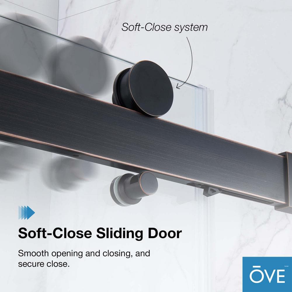 Bel 48" x 78.75" Oil-Rubbed Bronze Frameless Sliding Shower Door