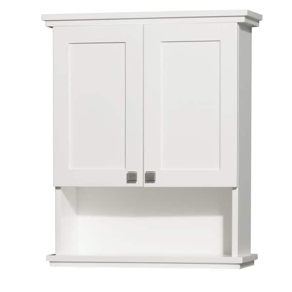 Wyndham Collection Acclaim 25 in. W x 30 in. H x 9-1/8 in. D Bathroom Storage Wall Cabinet in White