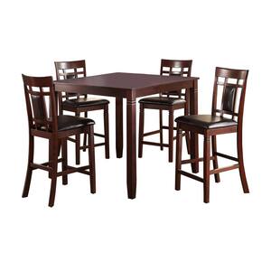 Lambert 40 in. Square Counter Height Cherry 5-PC Dining Set