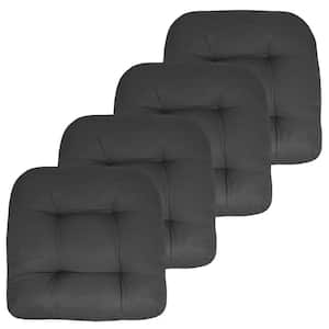 19 in. x 19 in. x 5 in. Solid Tufted Indoor/Outdoor Chair Cushion U-Shaped in Charcoal (4-Pack)
