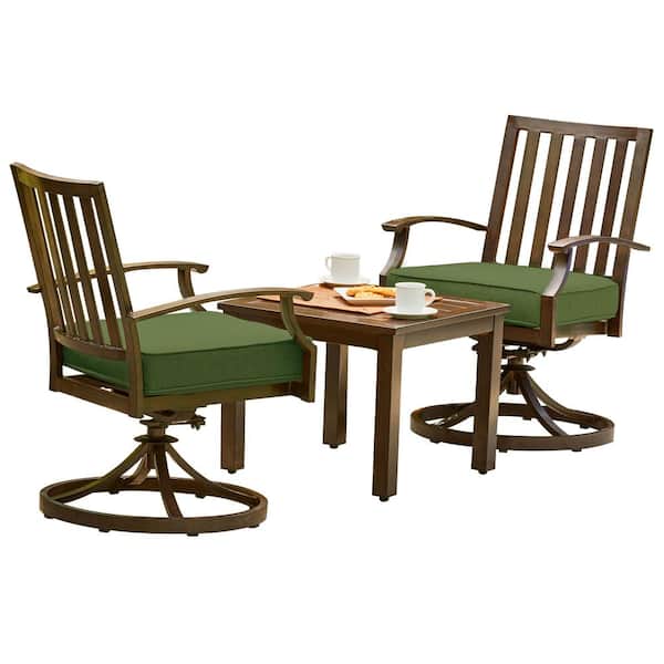 Royal Garden Bridgeport 3-Piece Aluminum Outdoor Bistro Set with Green Cushions