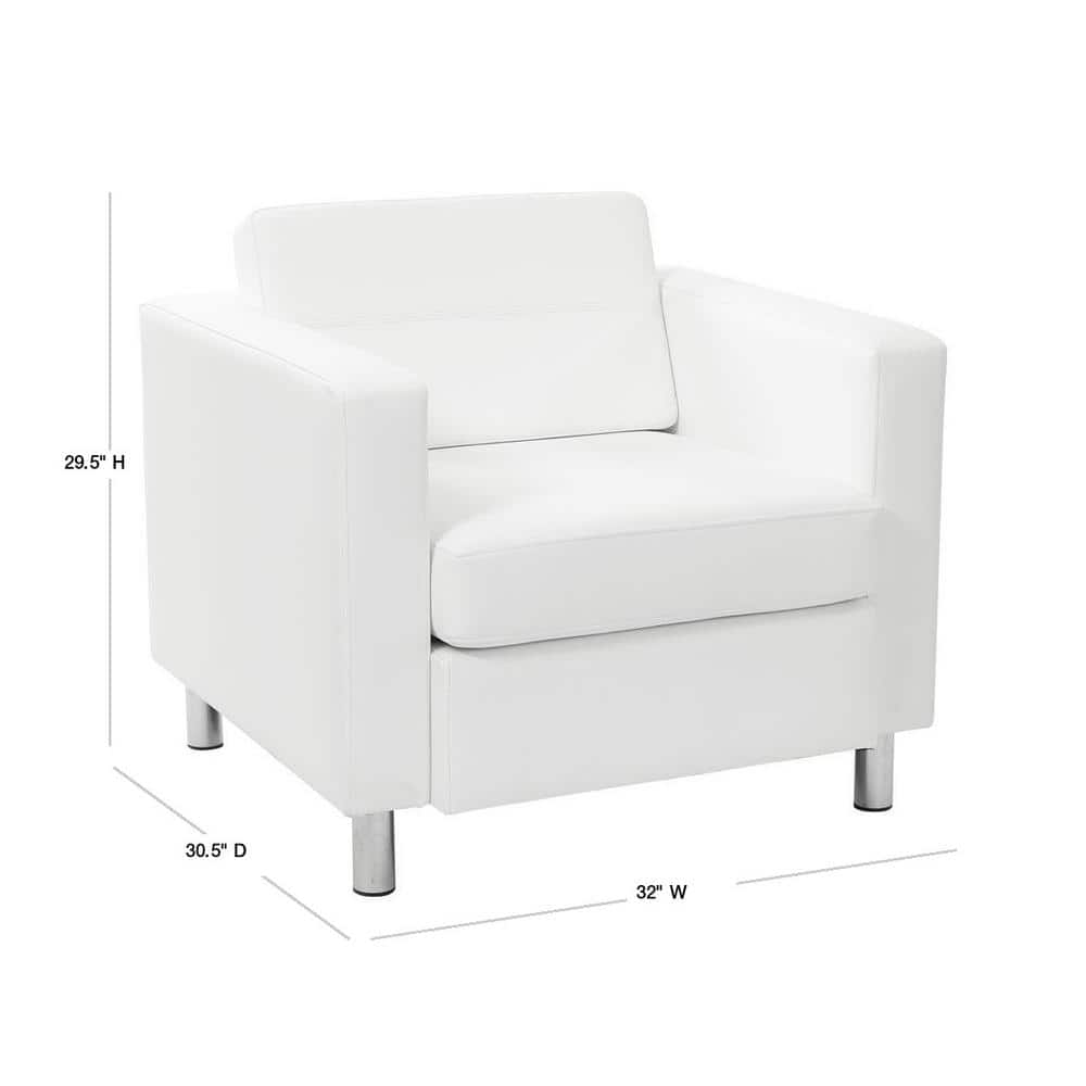 Snow Barrel Modern Accent Chair in Faux Leather with Metal Legs