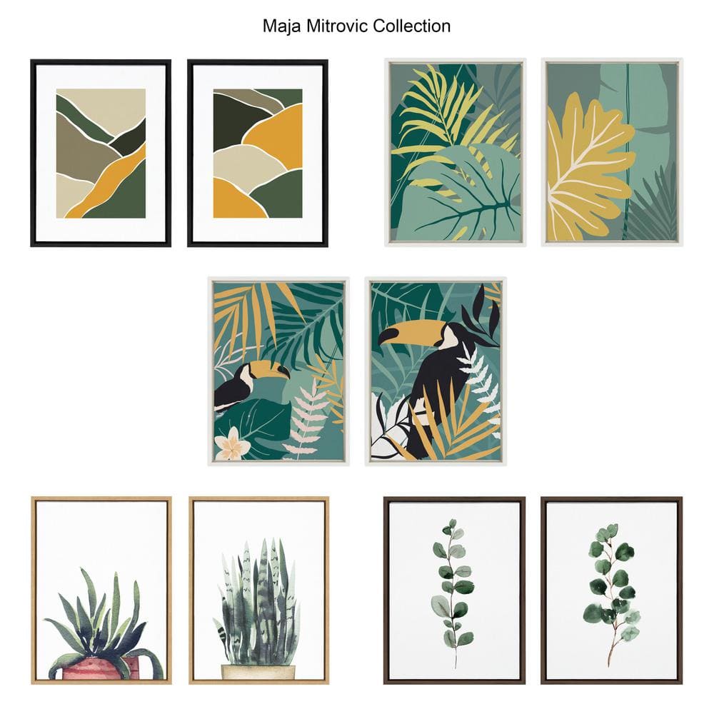 Tropical Toucan Abstract Canvas Art Set with White Frame